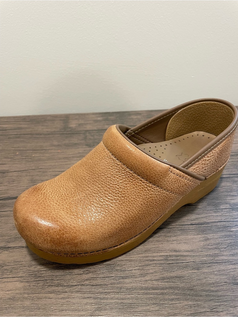 Wide Dansko Women's Slip-On Leather Clog in Honey Tan - Picture 11 of 11
